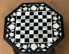 24'' black Marble Chess Table Top Pietra Dura Inlay Children Game Kids c43
