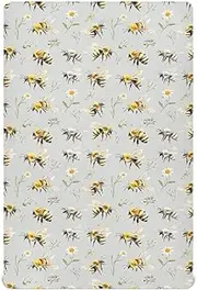 Crib Fitted Sheet for Toddler and Infant Baby Soft Breathable Nursery Bed Sheet for Standard Size Crib Mattress 39x27in Funny Bees