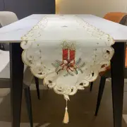 15"x70" White Vintage Embroidered Candle Lace Table Runner Doilies Dresser Scarf