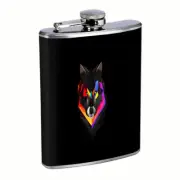 Rainbow Wolf Em4 Flask 8oz Stainless Steel Hip Drinking Whiskey
