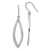 Sterling Silver Rhodium Diamond Dangle Earrings