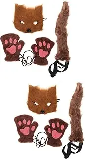 WOFASHPURET Fox Mask and Mask Animal Masks Mask Cosplay Carnival Mask Halloween Party Masks Festival Mask Costume Halloween Eye Mask Animal Tails Brown Cloth