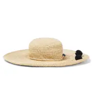 [Bonpoint] Bonpoint Capeline embroidered raffia sun hat Inch 20.1 beige