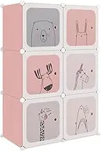 vidaXL Kids Storage Cabinet - Pink Cube Organiser with 6 Cubes, Lightweight and Easy-Assemble, Ideal for Children's Room Storage - Made from Durable PP and Steel
