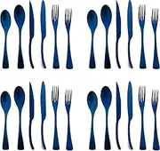 [Uniturcky] 18/10 Stainless Steel Matte Flatware Set Dishwasher Safe 4 Blue