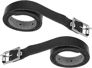 JUMPLAWN Spurs Belt Pu Webbing Role Playing Spurs Anti-Slip Shoulder Support General Automobile Anti-deformable Shoulder Support Leg Guard Pad Car Universal Leg Pads Zinc Alloy Black
