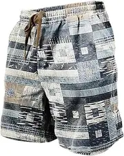 [Generic] Mens Board Shorts with Zipper Pockets Pocket Drawstring Elastic Waist Graphic Color Block Geometric Pattern Breathable Soft Short Casual Daily Holiday Fashion Streetwear Plain Shorts Men