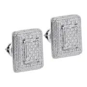 Macey Worldwide Jewelry Silver Diamond Square Cluster Stud Earrings 1/4 CT