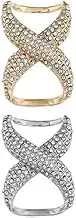 2PCS(Gold+Silver) Women Lady Girls Fashion Rhinestone Inlayed Scarf Ring Buckle Modern Simple Jewelry Silk Scarf Clasp Clips Clothing Wrap Holder Decoration Accessories