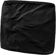 High Stretch Velvet Square Ottoman Cover for Living Room,Washable Elastic Velvet Footstool Cover,Square Chair Cover, Black