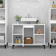 Bathroom Under Sink Cabinet, Bathroom Vanity Base Unit Storage Floor Cabinet Sink Cabinet High Gloss White 80x33x60 cm Engineered Wood