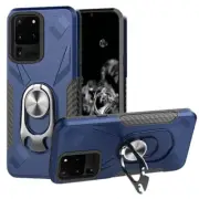 For Samsung S20 Ultra 6.9" Beer Opener Shockproof 360° Ring Stand Case BLUE