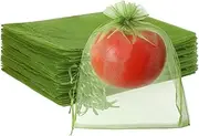 Fruit Bags | Green Mesh Netting Bag,Reusable 6X8Inch Drawstring Protector Barrier for Veggies Tomato Blueberry Mango Strawberry Garden Grape