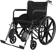 Manual Folding Wheelchair Portable Sport Wheelchair with Handbrakes Adjustable Leg Rests Adults All Terrain Wheelchair, Support 100kg/220lb