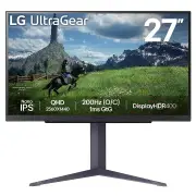 LG 27 UltraGear QHD Nano IPS 180Hz (O/C 200Hz) gaming monitor, 1ms (GtG), DisplayHDR 400 27GS85Q