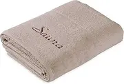 Frottana Pearl Sauna Towel with Embroidery Motif 80 x 200 cm 100% Cotton Cashmere