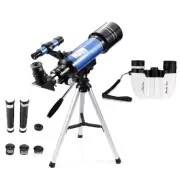 70mm Refractor Telescope + 8X21 Compact HD Binoculars for Beginners
