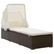 Outdoor Canopy Sun Lounger Wicker Rattan Garden Patio Pool Lounge Daybed Chair