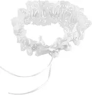 [BESPORTBLE] Lace Leg Ring Sash Bowknot for Wedding Women's Leg Decoration Elastic Fit White