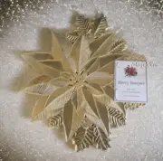 Merry Bouquet Gold Poinsettia Placemats Set of 6 Vinyl Benson Mills 18x17"