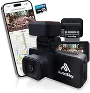 4K Dash Cam Car Camera - Dashboard Camera with Built-in WiFi and GPS - 64GB Memory Card Included - App to Share and Edit DashCam Recordings - AutoSky WiFi Dash Cam Front