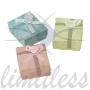 3pcPastel Earring Boxes w/floral bow/ribbon bow Baby Blue/ Baby Pink/Light Green