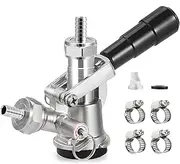 Zazolyne Sankey Keg Coupler Commercial Keg Coupler D Tap Kegerator with 304 Stainless Steel Probe, Keg Tap Dispenser with 4 Hose Clamps for I.D 5/16'' Draft Beer Line Gas Tubing
