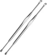 HOODANCOS 2Pcs Stainless Steel Double End Ear Spoon Spiral Design Ear Wax Cleaner Tool for Home Use Durable and Easy to Clean Portable Ear Wax Removal