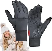 [Generic] Touchscreen Cycling Gloves - Water-Resistant Cycling Gloves - Windproof Cuffs Winter Biking Gloves for Cold Weather Women Thermal Gloves