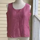 NWT Diane Gilman 100% Silk Camisole Tank Top Large Mauve Pink Eyelet Border