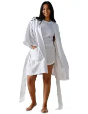 [Linen House] Nimes Short Robe in White