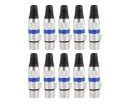 10Pcs 3-Core Blue Circle Microphone Female Plug Xlr Connector Adapter Audio Socket