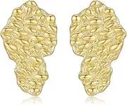 [Medsor] Gold Nugget Earrings Copper 14K Gold Plated Nugget Earring for Men, 3inch, Copper, Amazonite