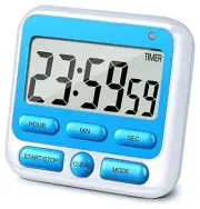 Digital Kitchen Timer with Mute/Loud Alarm Switch ON/Off Switch, 24 Hour Blue