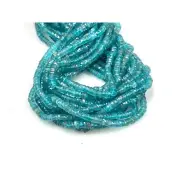 Faceted Blue Apatite Natural Gemstone Heishi Disc Shape, Tyre Shape Beads 5-6mm