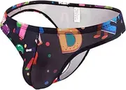 [Wayonge] Men's G-String Thong Underwear Printing Nylon Low rise Soft and Breathable Men Briefs