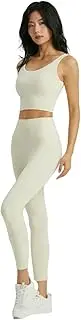 [Generic] shapewear Seamless Yoga Set Women Gym Clothing Sports Bra Semi-fixed Cups Workout Tops Anti Rolling Yoga Leggings (2pcs set white)