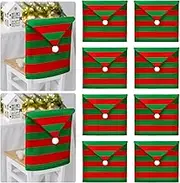 8 Pcs Christmas Chair Covers Set Santa Hat Slipcover Christmas Elf Hat Chair Covers Green Red Xmas Chair Back Covers for Home, Kitchen, Dining Room Decor, 23.6 x 19.6 Inch