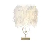 Heart shaped Heart Wing White Feather Bedhead Desk Lamp