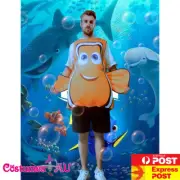 Adult Finding Nemo Costume Mens Orange Clown Fish Romper Book Week Halloween