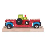BigJigs - Tractor Low Loader - Wooden Railway Magnetic Toy Train Car(BJT413)