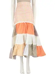 Patchwork Tiered Midi Skirt