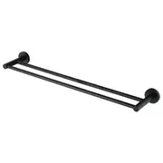 Bathroom Robe Hooks Towel Rail Racks Toilet Roll Holder 750mm Double Rail Black