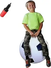 WALIKI Toys Hopper Ball for Kids Ages 3-6 (Hippity Hop Ball, Hopping Ball, Bouncy Ball with Handles, Sit & Bounce, Kangaroo Bouncer, Jumping Ball, 18 Inches, Soccer, Pump Included)