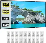 Labymos 120 Inch Projector Screen 16:9 HD 4K Foldable Portable Double Sided Projection Anti-Crease Movie Screen Curtain with Hooks for Indoor Outdoor Home Theater Office Meeting