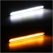 Turn Signal Lights 2pcs 12V LED DRL Strips Daytime Running Light for Car Headlights Flowing Turn Singal Yellow LED Driving Day Lights Turn Signal Lights(White Yellow)