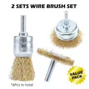 2 Sets Power Drill Wire Brush Set Cup Wheel End Brush 6mm Shanks AU