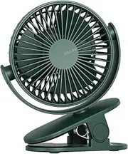 JISULIFE Clip on Desk Fan, Mini Stroller Fan, 4000mAh USB Rechargeable Small Fan with 16 hours, 4 Modes Quiet Battery Operated Fan for Outdoor Camping Golf Cart Indoor Treadmill Table - Green