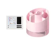 Desk Pencil Pen Holder 6-Slot with A Tray Desktop Organizers Built-in Mirror Calculator Dry Erase White Board for Note-Taking and Class Schedule Statione