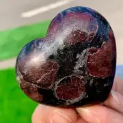 93G Natural Fireworks Red Garnet sphere Quartz Crystal heart-shaped healing